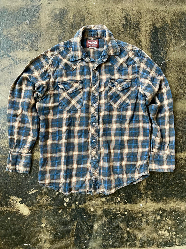 Vintage Wrangler Western Shirt Blue ...